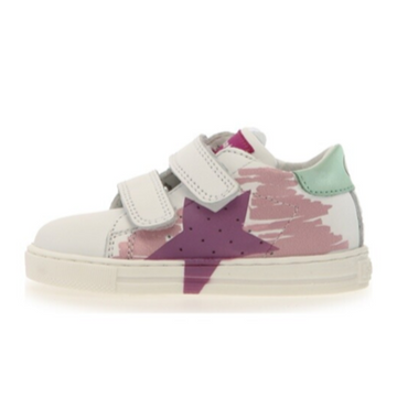 Falcotto Girl's Salazar Painted Vl Casual Shoes - White / Pink / Deep Pink