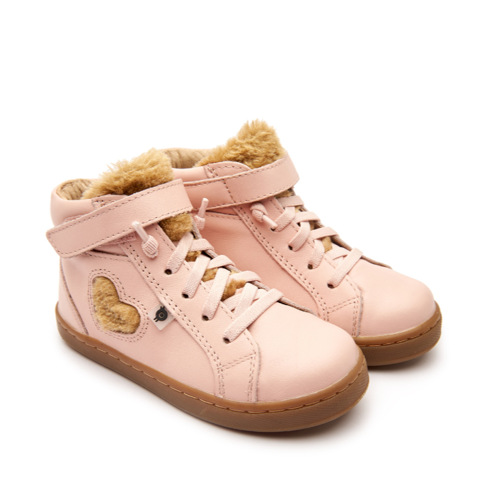 Old Soles Girl's 6142 Snug Heart High Top Sneakers - Powder Pink