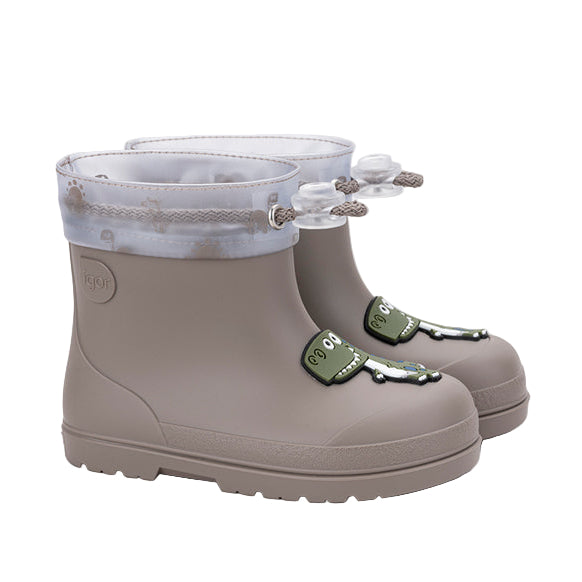 Igor Boy's and Girl's Mendi Dino Rain Boots - Taupe