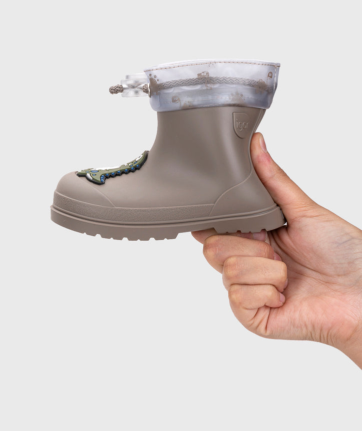 Igor Boy's and Girl's Mendi Dino Rain Boots - Taupe