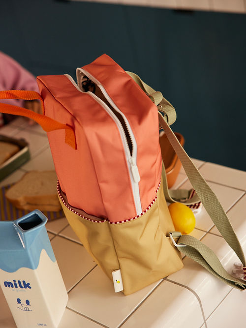 Sticky Lemon Colorblocking Collection Large Backpack - Coral Pink / Reed Green