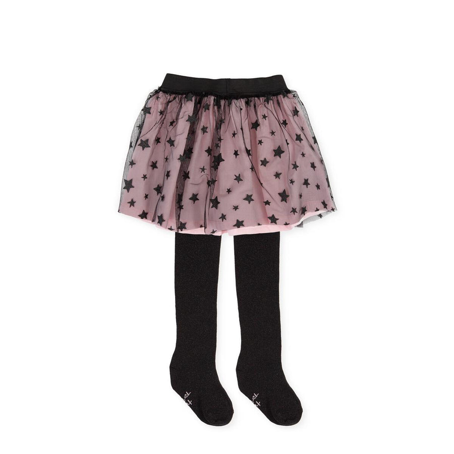 Tutto Piccolo 2440 Anthracite Overlay Skirt - Anthracite/Pink