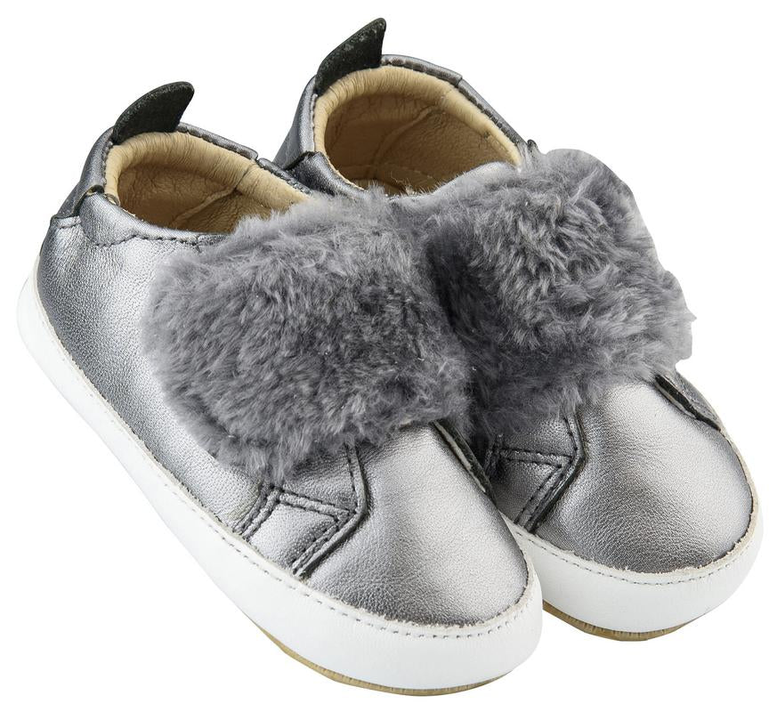 Old Soles Boy's and Girl's Bambini Pet Premium Leather First Walker Sneaker Shoes, Silver