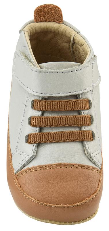Old Soles Boy's High Ball Premium Leather First Walker Sneaker Shoes, Gris/Tan