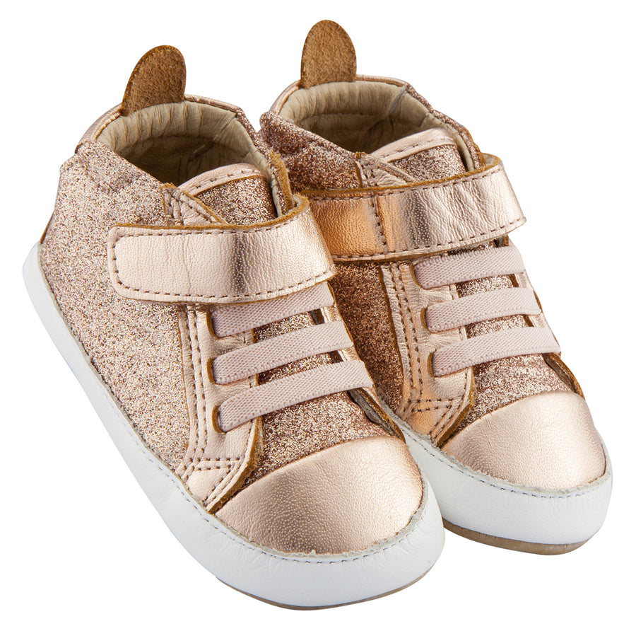 Old Soles Girl's Cheer Glam Flexible Rubber First Walker Sneakers, Glam Copper