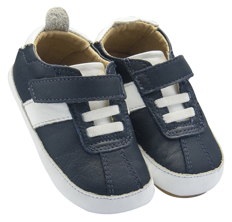 Old Soles Boy's Vintage Baby Flexible Rubber First Walker Sneakers, Navy Blue