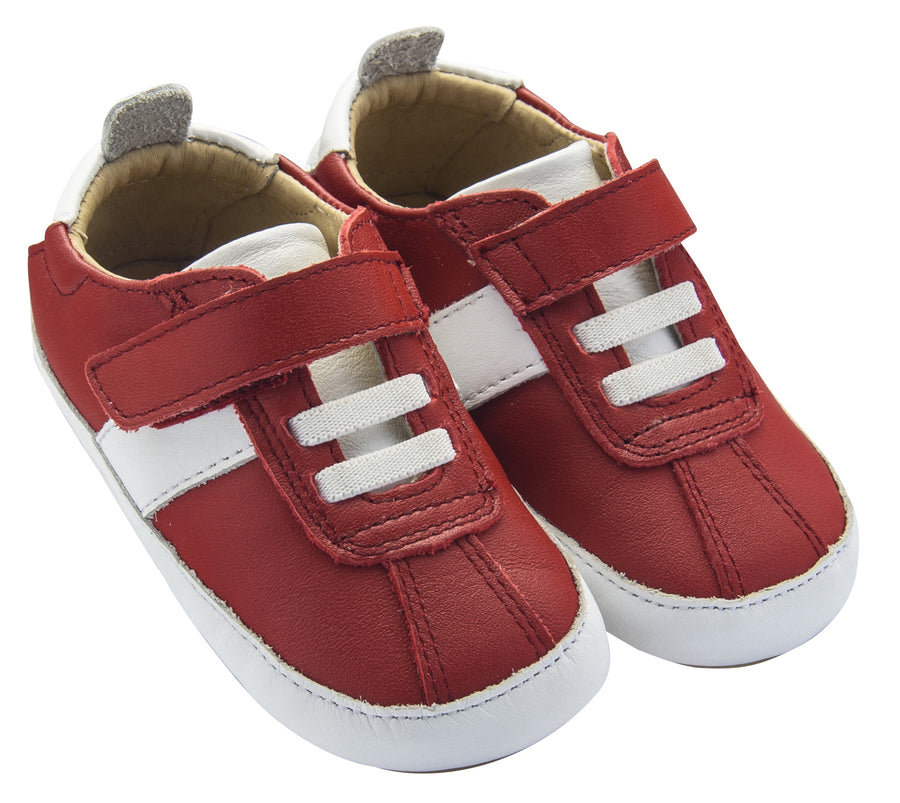 Old Soles Boy's Vintage Baby Flexible Rubber First Walker Sneakers, Red