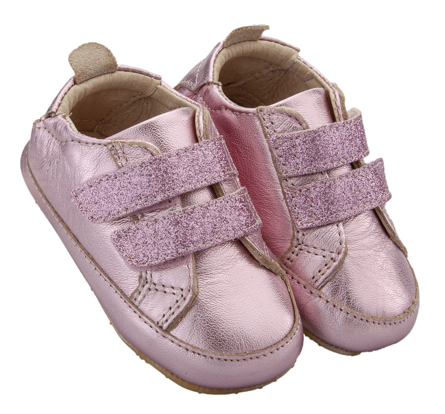 Old Soles Girl's Bambini Glam Flexible Rubber First Walker Sneakers - Pink Frost/Glam Pink