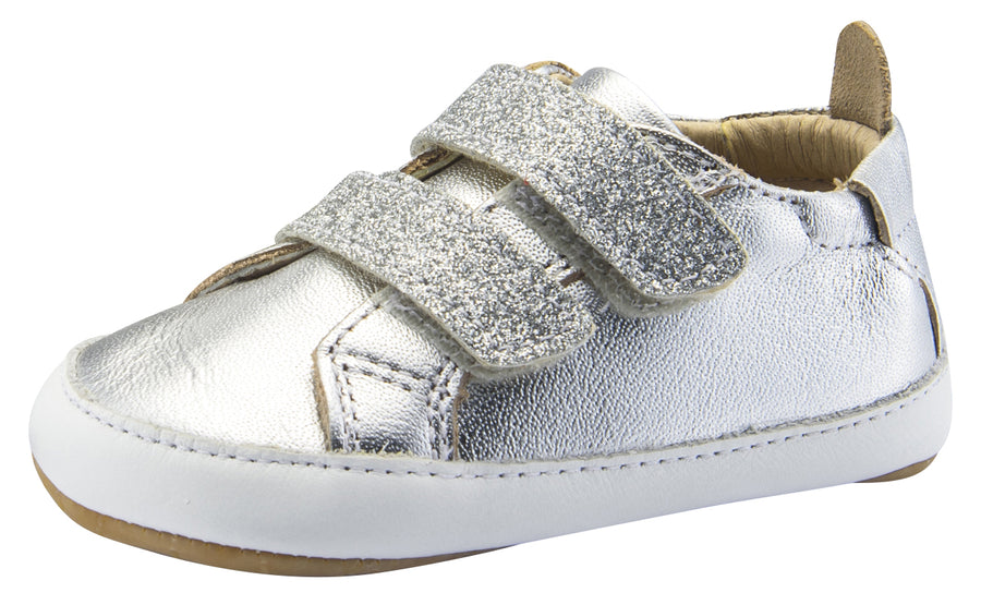 Old Soles Boy's and Girl's Bambini Glam Flexible Rubber First Walker Sneakers, Glam Argent