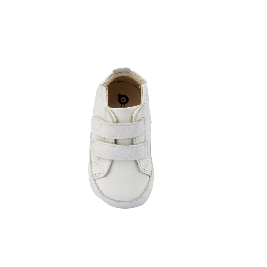 Old Soles Boy's and Girl's Bambini Glam First Walker Sneakers, White/Snow Glam