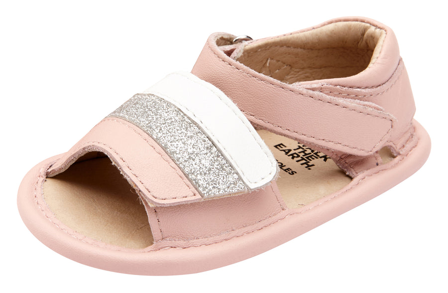 Old Soles Girl's 0035 Mini Jetsetter Walker Sandals - Powder Pink/Snow/Glam Argent