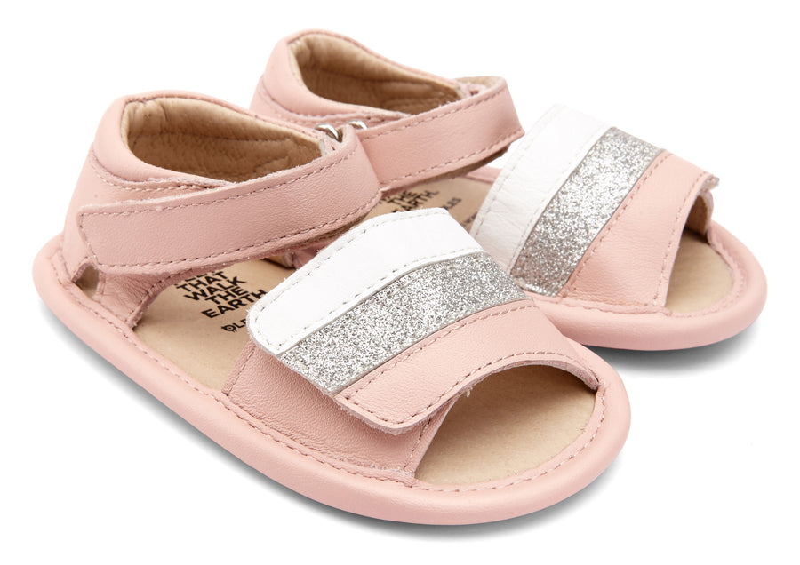 Old Soles Girl's 0035 Mini Jetsetter Walker Sandals - Powder Pink/Snow/Glam Argent