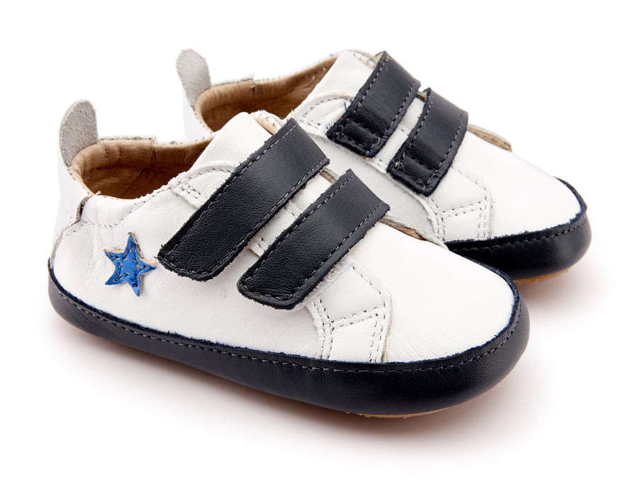 Old Soles Boy's and Girl's 0037R Star Markert Shoes - Snow/Navy/Neon Blue