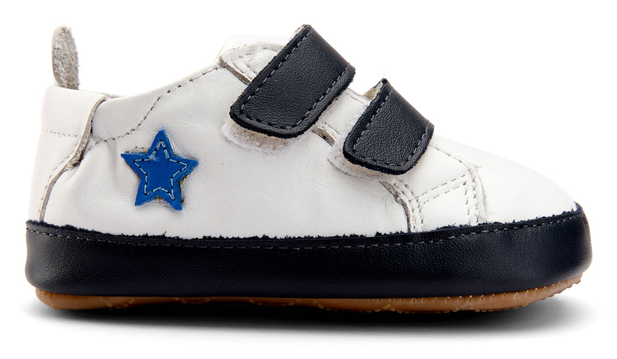 Old Soles Boy's and Girl's 0037R Star Markert Walker Sneakers - Snow/Navy/Neon Blue