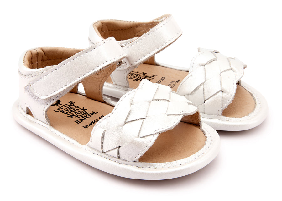 Old Soles Girl's 0047 Platted -Bub Sandals - Nacardo Blanco