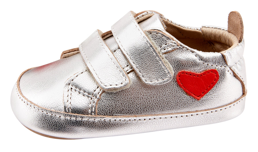 Old Soles Girl's and Boy's 0048R Love-Ly Sneakers - Silver/Bright Red