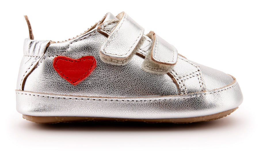 Old Soles Girl's and Boy's 0048R Love-Ly Sneakers - Silver/Bright Red