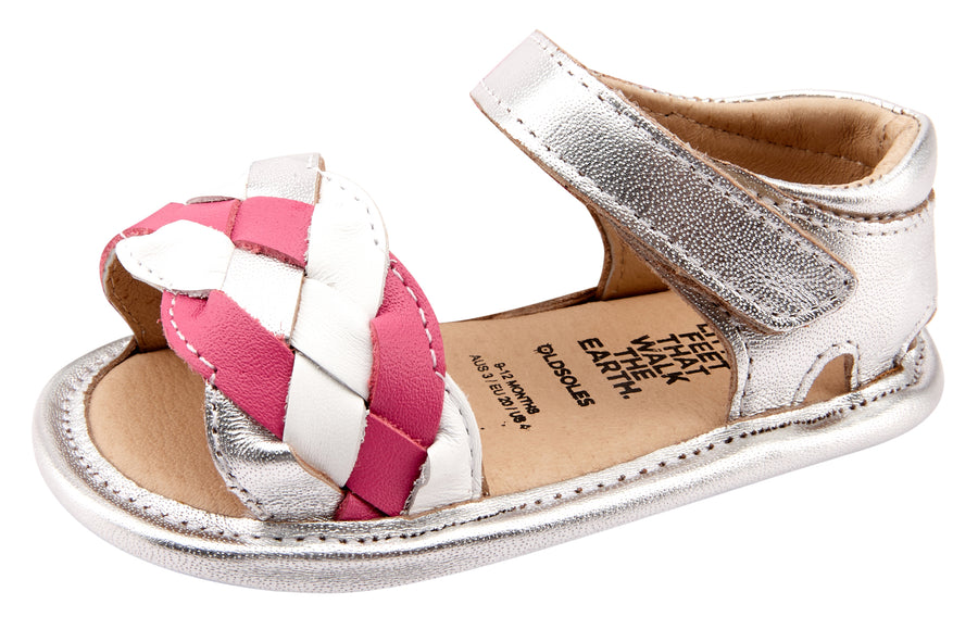 Old Soles Girl's 0050 Triplet Plat Sandals - Silver/Fuchsia/Snow