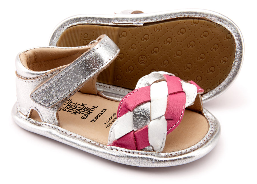 Old Soles Girl's 0050 Triplet Plat Sandals - Silver/Fuchsia/Snow