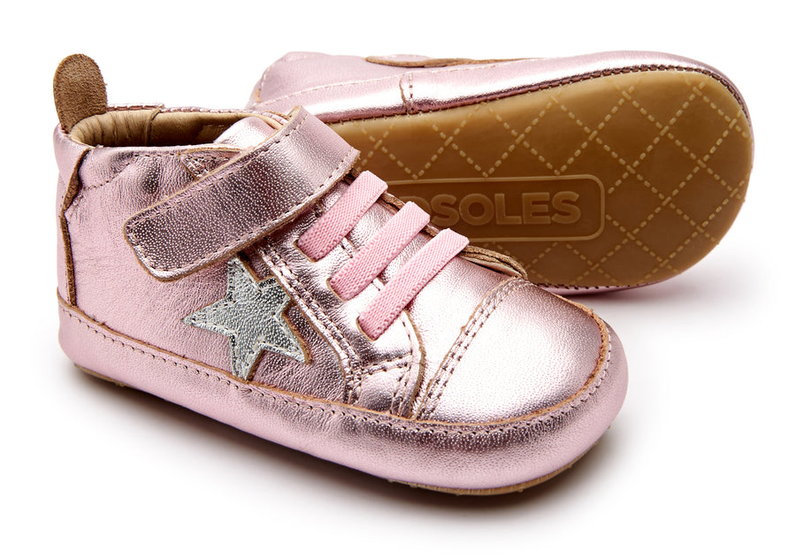 Old Soles Girl's Star Roller Shoes - Pink Frost/Silver