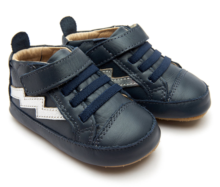 Old Soles Boy's & Girl's 0052R Bolted Baby Sneakers - Navy/Silver