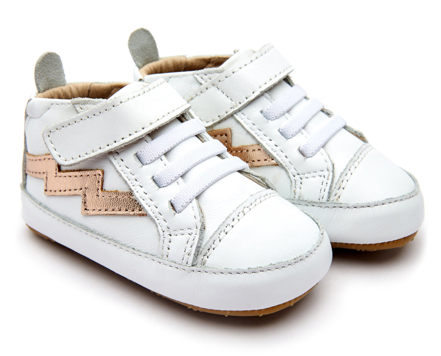 Old Soles Boy's & Girl's 0052R Bolted Baby Sneakers - Snow/Copper