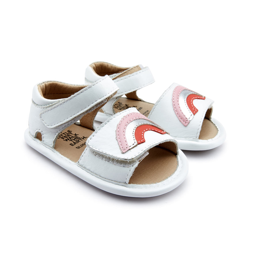 Old Soles Girl's 0065 Rainbow Bambini Sandals - Snow/Pearlized Pink/Silver/Bright Red