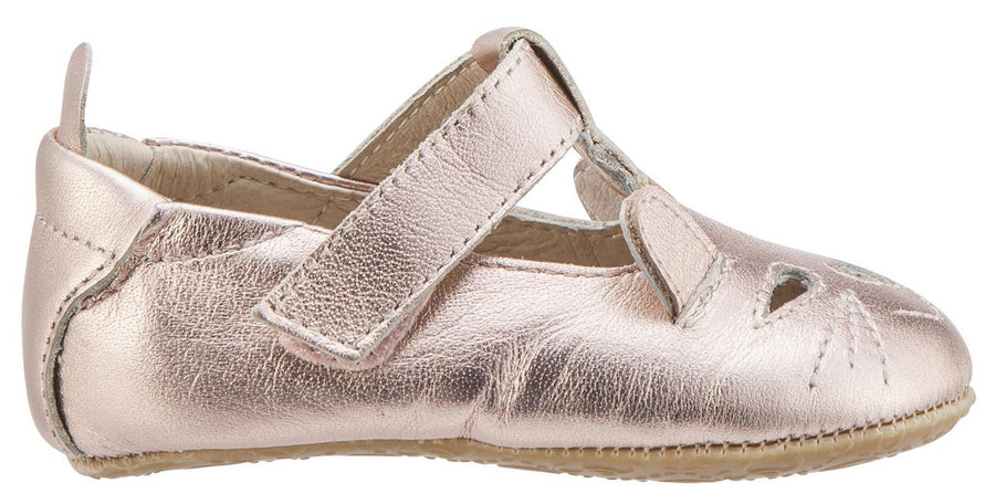 Old Soles Girl's 006 Cutesy Shoe Kitty Detail Copper Metallic Leather Mary Jane Flats