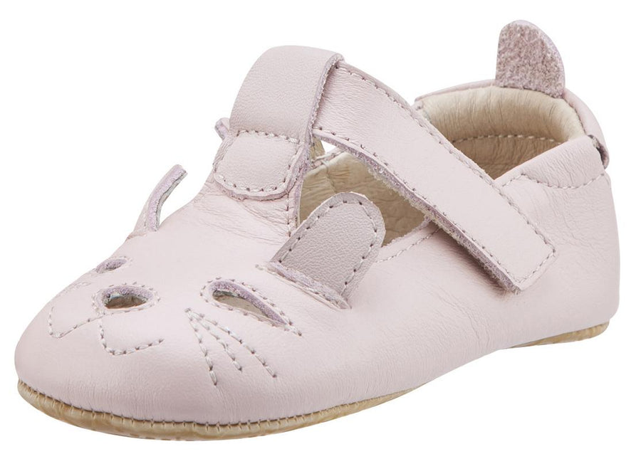 Old Soles Girl's 006 Cutesy Shoe Kitty Detail Powder Pink Leather Mary Jane Flats