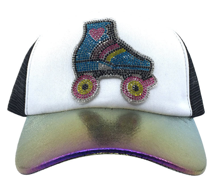 Bari Lynn Big Girl's/Women's Crystal Roller Skate Trucker Hat