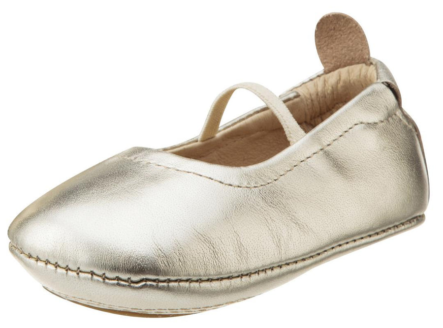 Old Soles Girl's 013 Luxury Ballet Flat Gold Soft Leather Elastic Mary Jane Crib Walker Baby Shoes