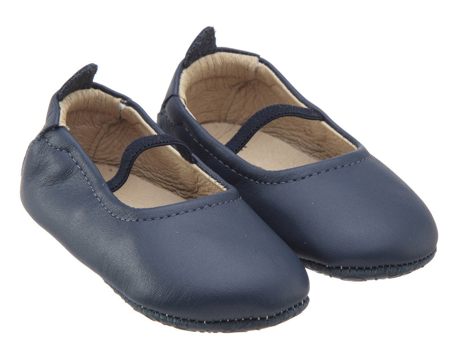 Old Soles Girl's 013 Luxury Ballet Denim Leather Elastic Mary Jane Flat Shoe