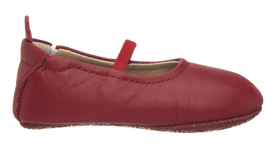 Old Soles Girl's 013 Luxury Ballet Red Leather Elastic Mary Jane Flat Shoe