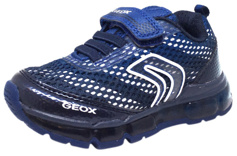 Geox Respira Boy's J Android Mesh Light Up Elastic Lace Hook and Loop Sneaker Shoe, Navy - Just Shoes for Kids
 - 1