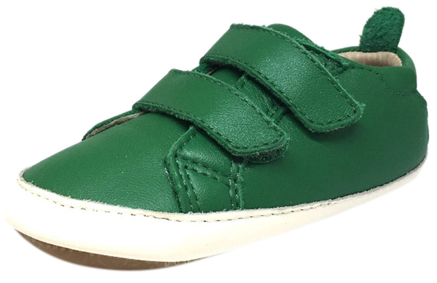 Old Soles 113R Boy's and Girl's Green Bambini Soft Leather Double Strap First Walker Sneaker Shoe