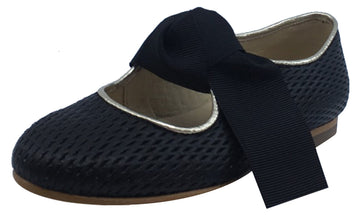 Luccini Girl's Tie-Front Mary Jane , Black Basket Weave