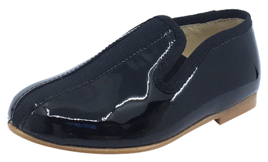 Luccini Boy's and Girl's Slip-On Smoking Loafer, Black Patent