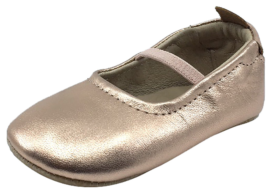 Old Soles Girl's 013 Luxury Ballet Flat Copper Soft Leather Elastic Mary Jane Crib Walker Baby Shoes