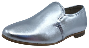Luccini Slip-On Smoking Loafer, Plata Silver