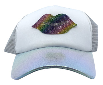 Bari Lynn Big Girl's/Women's Crystal Kiss Lips Trucker Hat
