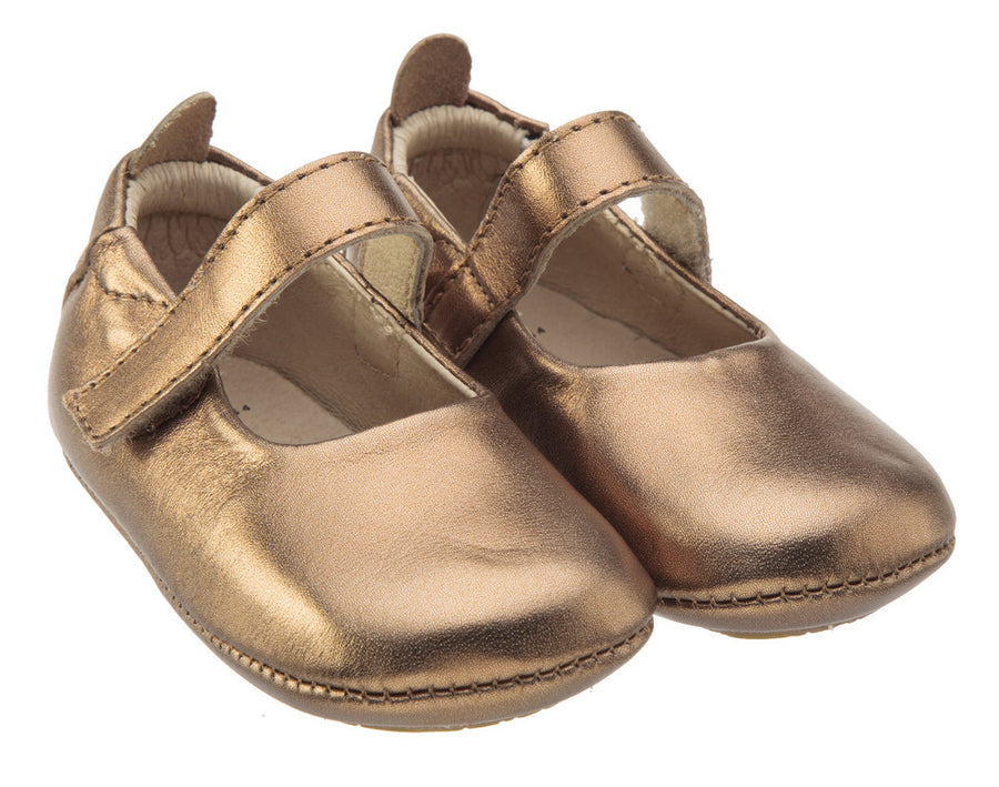 Old Soles Girl's 022 Gabrielle Old Gold Soft Leather Mary Jane Crib Walker Baby Shoes