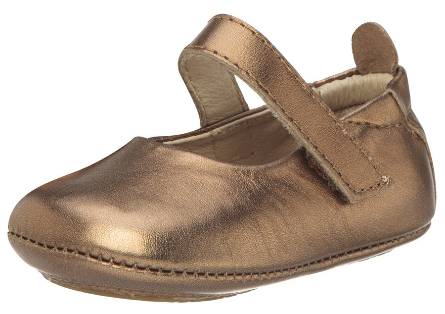 Old Soles Girl's 022 Gabrielle Old Gold Soft Leather Mary Jane Crib Walker Baby Shoes