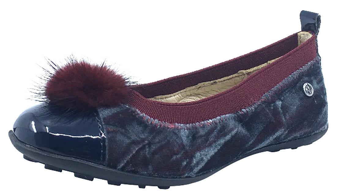Faux Fur Pom Pom Slip On Ballet Flat Multi Velvet
