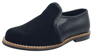 Luccini Boy's and Girl's Slip-On Loafer (Black Leather)