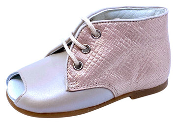 Pataletas Girl's Casiopea Leather Shoe - Tan/Pink