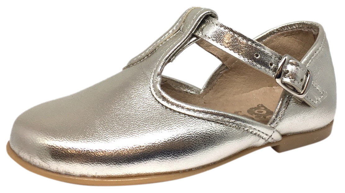 Hoo Shoes Girl's Chloe's Bright Metallic Gold T-Strap Adjustable Buckl ...