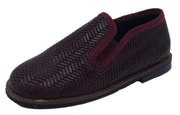Luccini Boy's and Girl's Slip-On Smoking Loafer (Embossed Burgundy Leather)