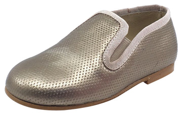 Luccini Slip-On Smoking Loafer, Perforated Bronze
