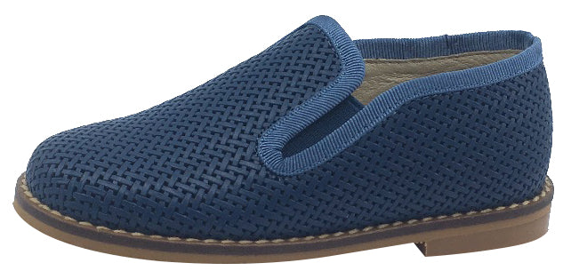 Luccini Slip-On Smoking Loafer, Navy Blue Weave