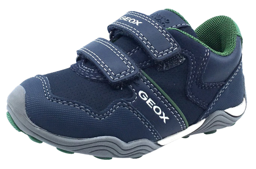 GEOX Boy's Arno Velcro Sneaker Tennis Shoes, Navy/Green